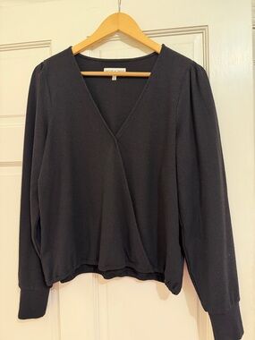 Madewell Black V-Neck Long Sleeve Blouse